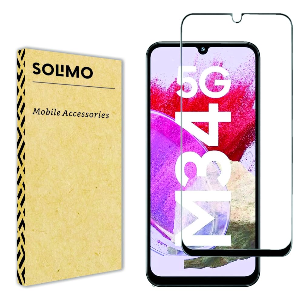 Amazon Brand - Solimo Advanced HD+ Tempered Glass Screen Protector Designed for Samsung Galaxy M34 5G / A24 5G and F34 5G - Edge-To-Edge Protector Full Screen Coverage with Easy Instalaltion Kit