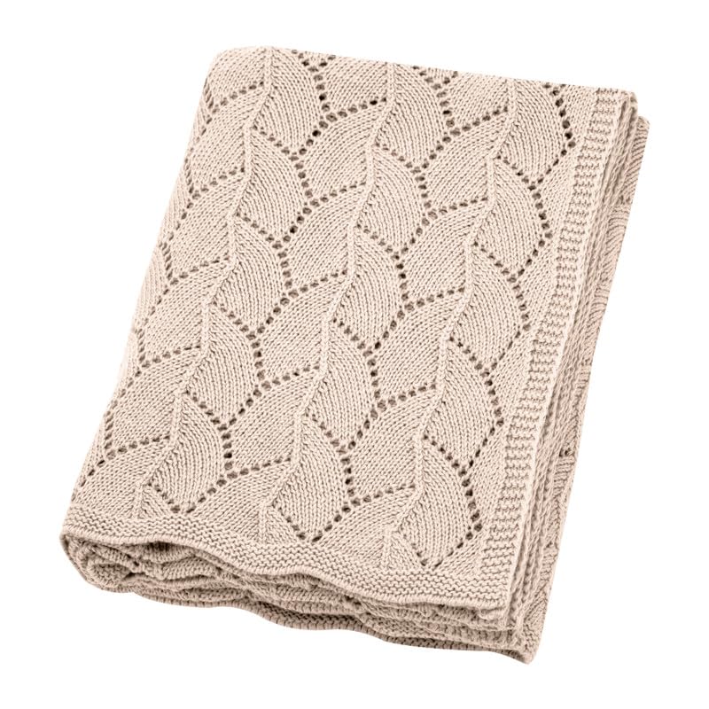 Image of Loyfoky Baby Blanket 100% Cotton,Soft & Breathable,Airy Cellular Holes,Newborn Babies Toddlers,Crib Stoller, Beige 30"x 40"