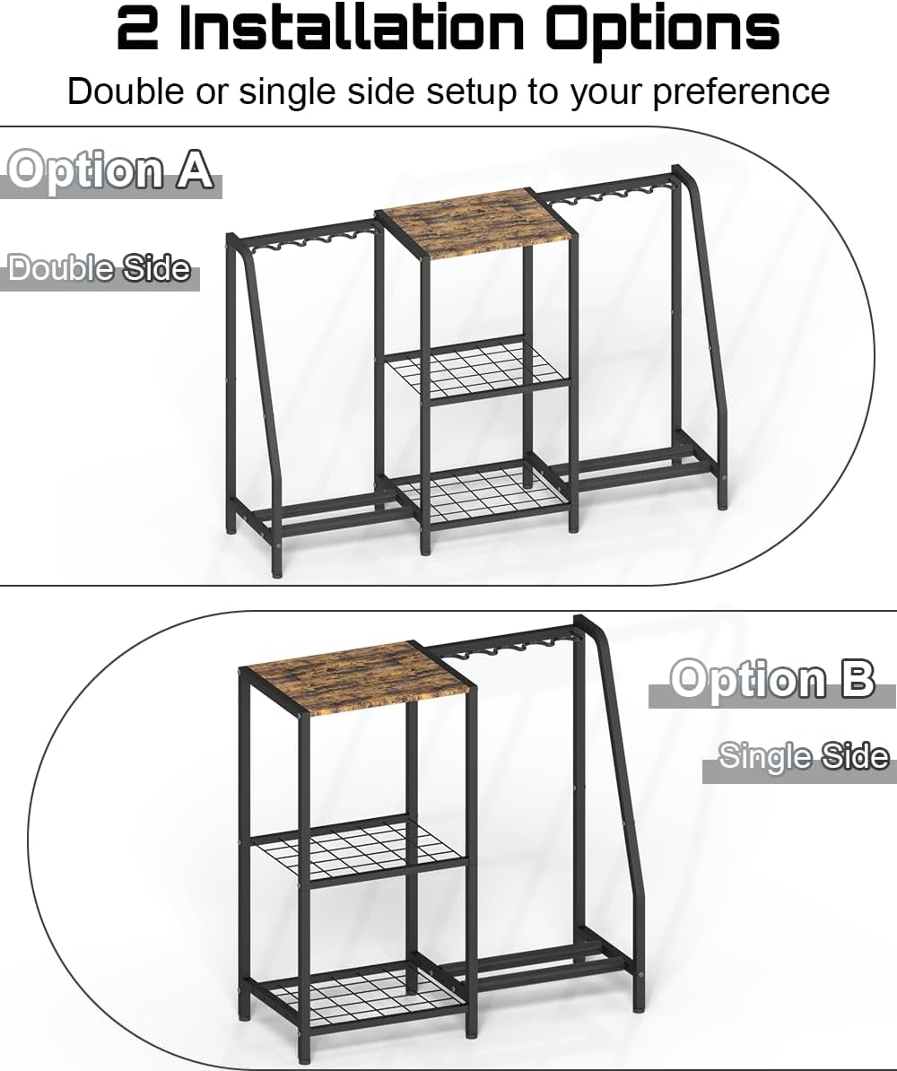 Mondazie Gun Rack Stand, Vertical Rifle Display Holder with Gun Storage Solutions Shelf, Floor Shotgun Organizer Racks with Padding for Home Garage, Hold up to Long Guns and Gun Accessories