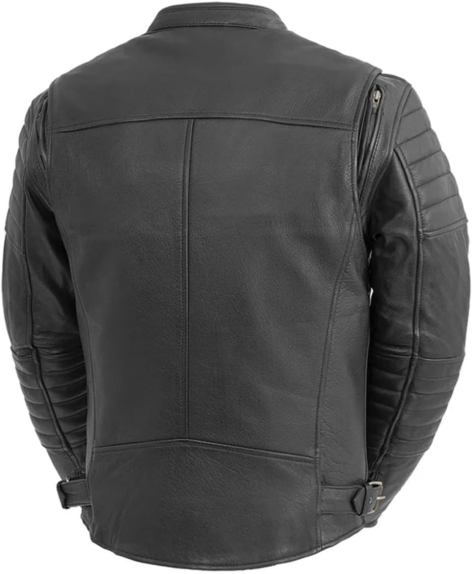 First Mfg Co - Commuter - Men's Motorcycle Biker Riding Black Leather Jacket - Image 7