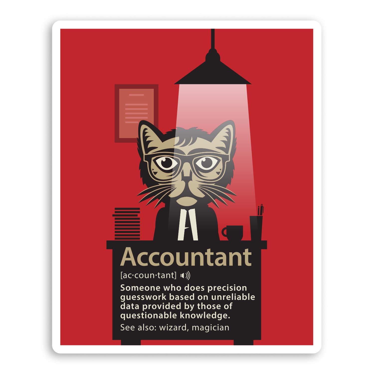2 x 10cm Funny Cat Accountant Vinyl Stickers - Joke Dad Laptop Sticker #34484 (10cm Tall)