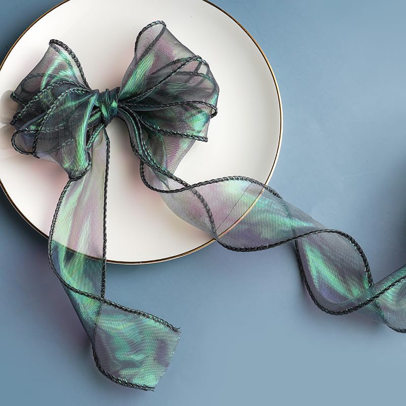3 Rotoli (30 iarde) Nastri in Raso Lucido Colore Onirico 4 cm Pizzo in Organza per Fiocchi per Capelli Avvolgimento Materiale Fatto a Mano Fai-da-Te-01,3 Rotoli