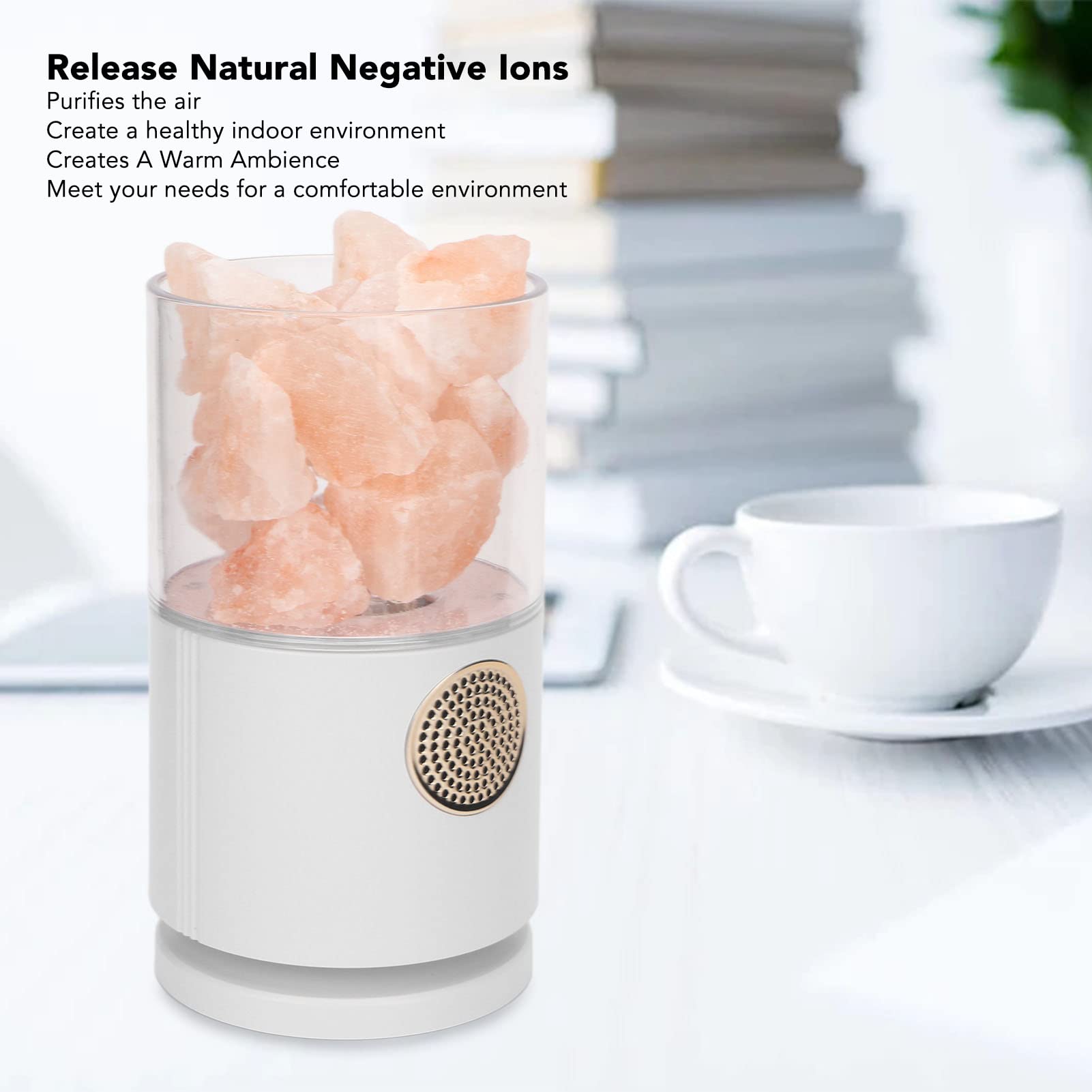 flexman Projector Salt Lamp, BT Speaker Remote Control, Built in 2000mAh Lithium Battery, Decorative Projection Salt Night Light for Bedroom, Living Room, Nursery (White)