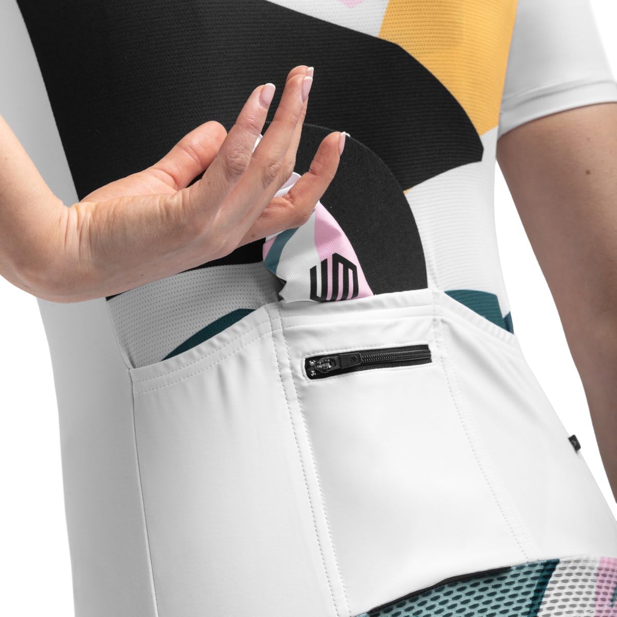 SIROKO - Maillot de Ciclismo para Mujer M2 Pinerolo - S - Blanco/Verde Ceniza/Rosa Chicle