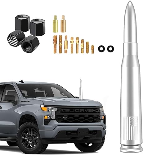 Miniatura 9 de Antena de bala para camión de automóvil con tapas de vástago de válvula para F150 F250 F350 Super Chevrolet Duty Raptor Dodge Ram 1500 2500 3500,
