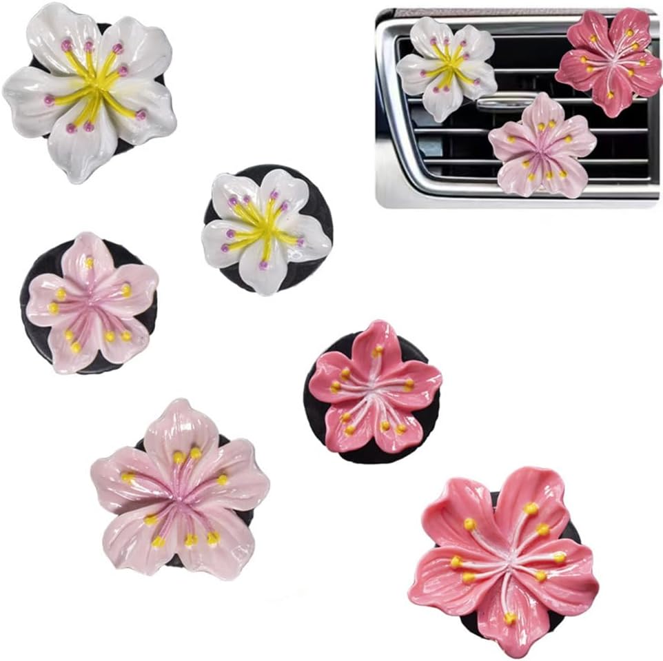 Cute Air Fresheners Vent Clips 6 PCS, Flower Car Air Vent Clips Pink Accessories Interior Aesthetic Women Car Air Conditioning Vents Decorations (Peach Blossom) Cute Air Fresheners Vent Clips 6 PCS, Flower Car Air Vent Clips Pink Accessories Interior Aesthetic Women Car Air Conditioning Vents Decorations (Peach Blossom)
