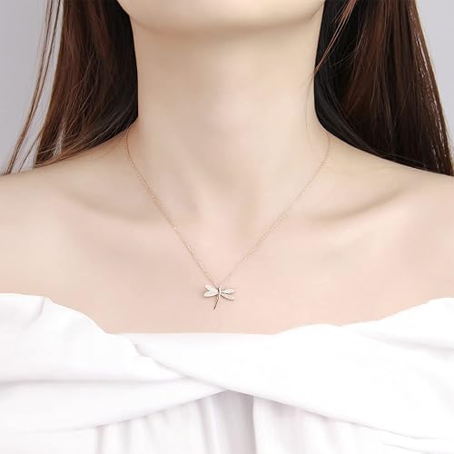 Miniatura 5 de Collar de Libélula Plata Esterlina Collar con Dije Colgante de Libélula Collar Delicado de Libélula Joyería de Insecto Collar de Insecto Circonita