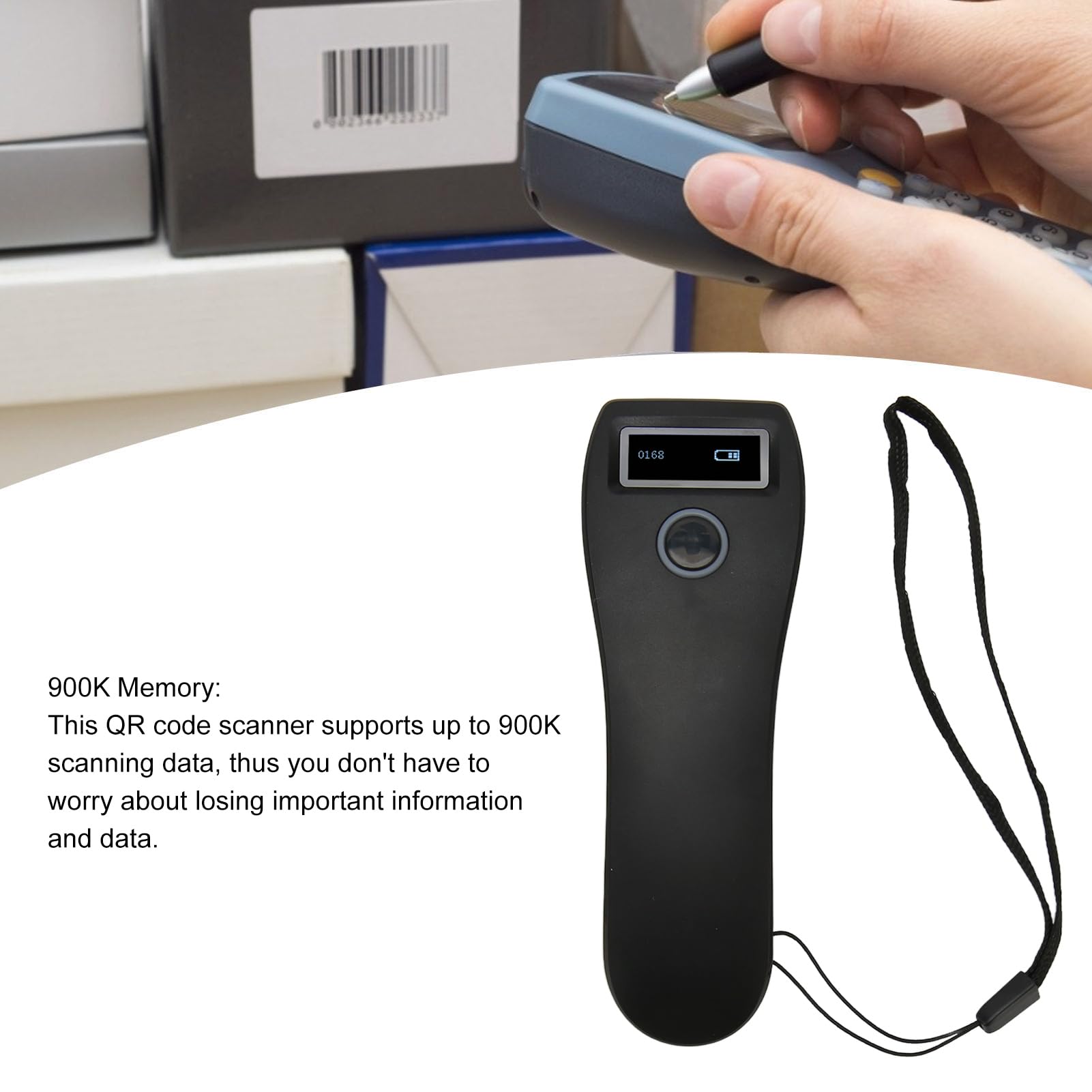 ciciglow Scanner di Codici a Barre Portatile, Scanner di Codici a Barre 2D con Fotocamera HD Lettore di Codici a Barre con Memoria Interna 120FPS 900K per Codice QR 1D 2D