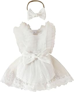 Body de alta calidad para recién nacidos de encaje sin mangas acanalado incluyendo diademas conjunto de ropa