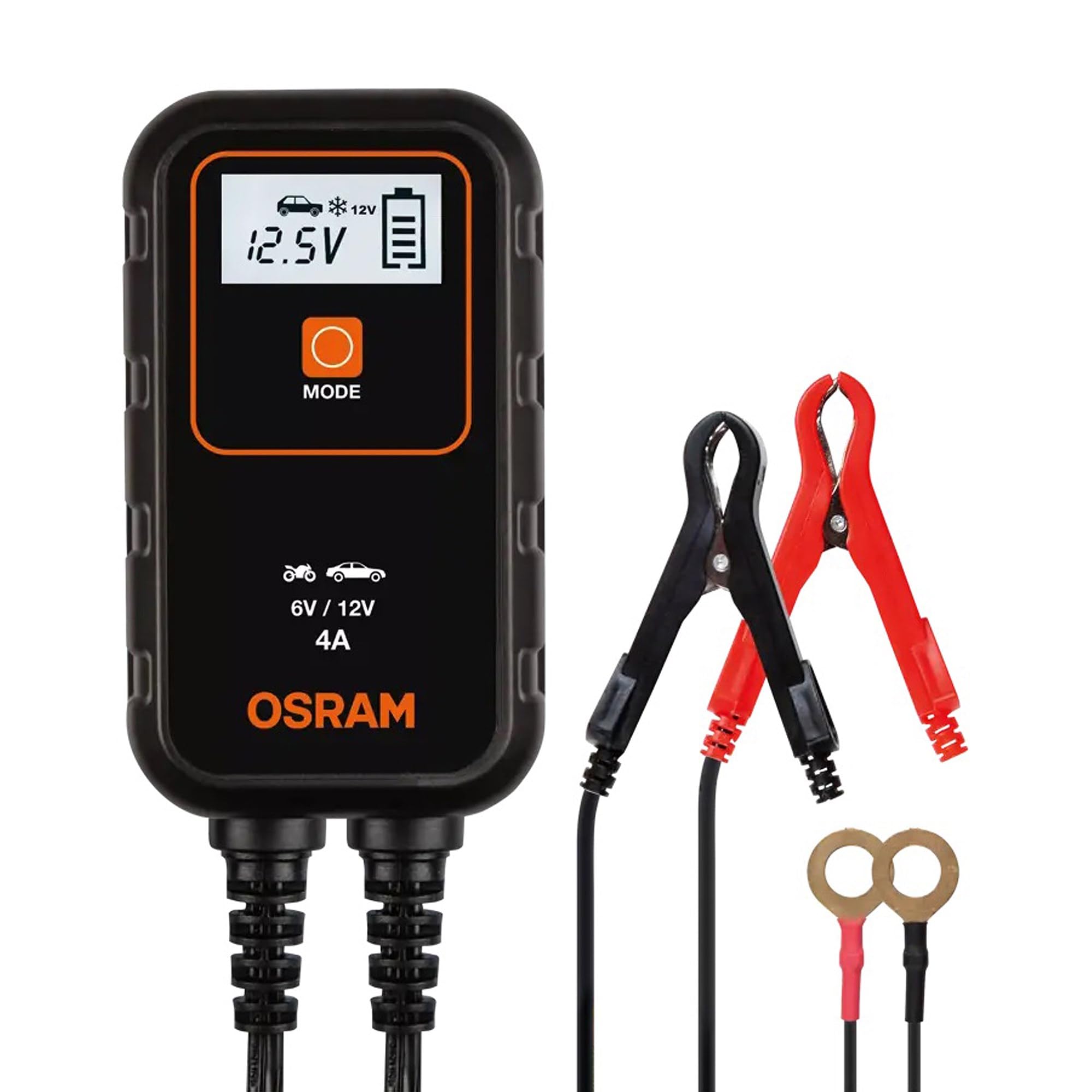 OSRAM BATTERYcharge 904, caricabatterie intelligente 4A e mantenitore di carica, per batterie di piccole dimensioni, 12v