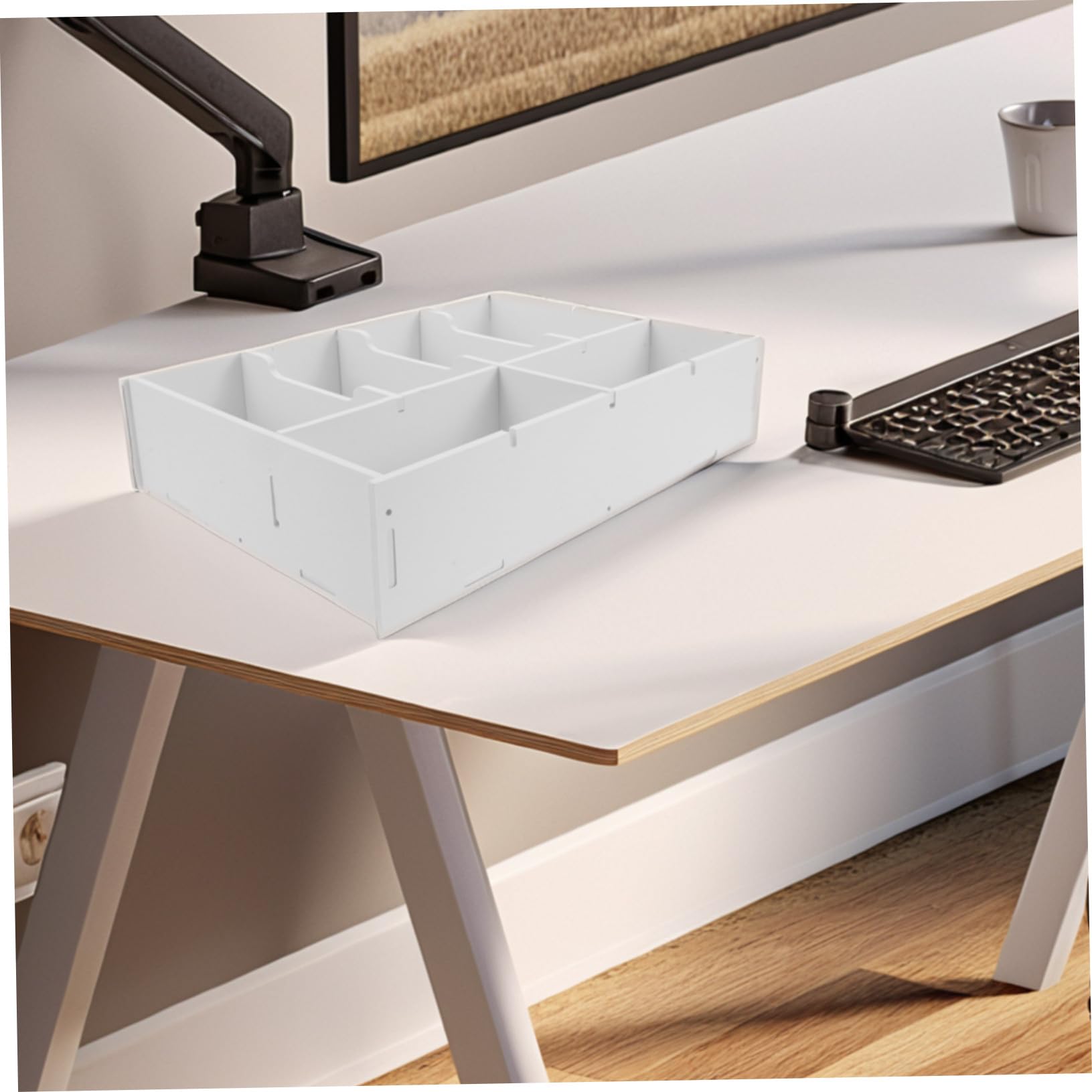 Organizador de Monedas y Billetes con Diseño Multicompartmento para Caja Registradora de Supermercado, Material Compuesto Pvc Madera, Protección y Orden