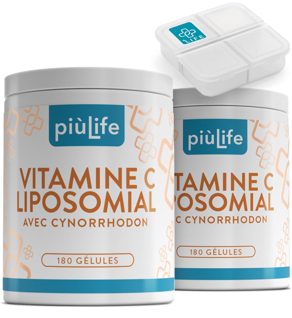 Vitamine C Liposomale 1000mg avec Rose Musquée 70% PiùLife – 360 gélules | Acide Ascorbique pur, Haute absorption et tolérance, Soutien pour défenses naturelles et énergie, Sans Gluten et Sans Lactose