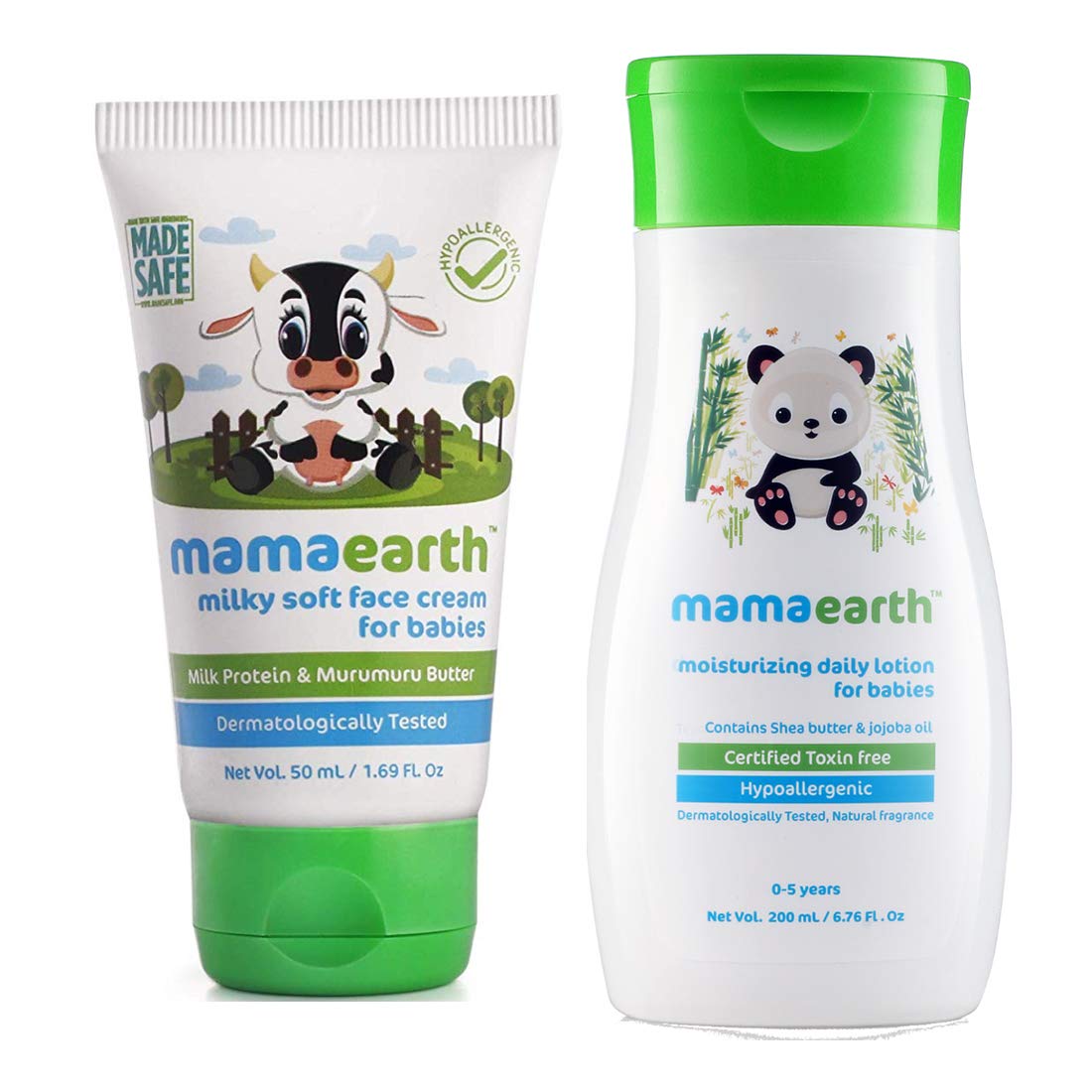 Mamaearth Milky Soft Natural Baby Face Cream for Babies 50mL änd Daily Moisturizing Baby Lotion, 200ml