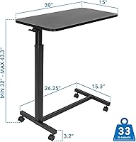 Vista 3 de Mount-It! Mesa para colocar sobre la cama con ruedas Mesa lateral de cama enrollable plana para uso médico o en el hogar Mesa de hospital