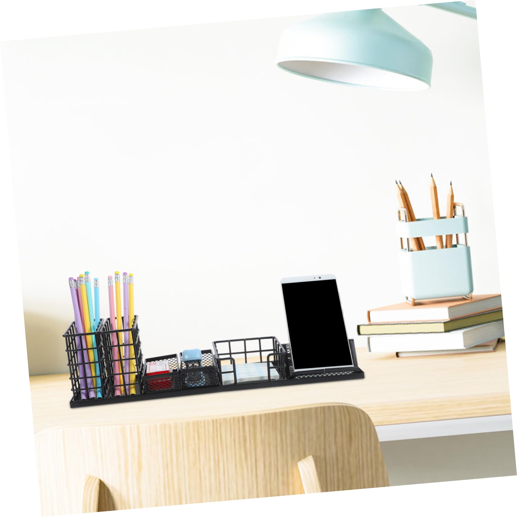 Garneck Organizer Da Scrivania in Metallo 7 Pezzi Portapenne Scatola Portaoggetti Per Ufficio Nero