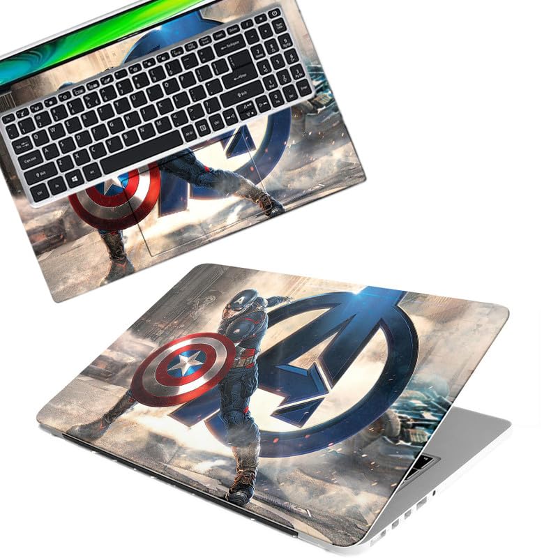 Captain America 01 Full Body Vinyl Laptop Skin/Sticker/Cover Upto 15.6 Inches Laptops Laminated-Removable-HD Quality Compatible for Hp-Dell-Sony-Lenovo-Asus etc.(15×10 Inches)