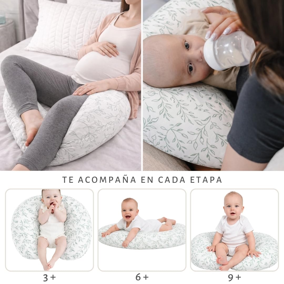 Cuscino allattamento con 2 mussoline - Cuscino allattamento OEKO TEX - Cuscino allattamento fodera rimovibile lavabile - Cuscino allattamento - Cuscino allattamento gravidanza Pregnancy Pillow Cuscino