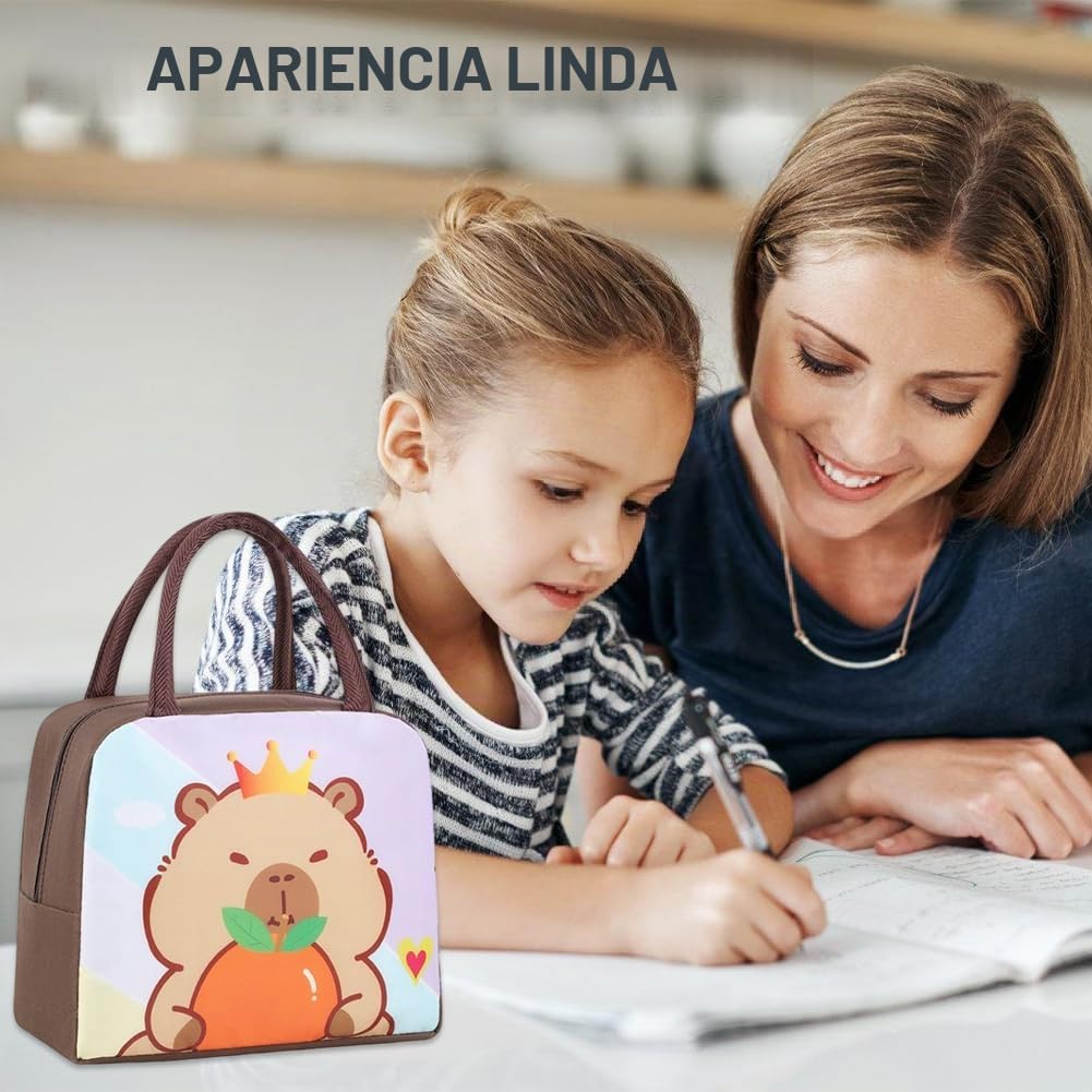 Capybara Backpack Kids, Capybara Bolsa De Almuerzo Para Niños y Fiambrera Para Niños Con Botella, Mochila Capybara Escolar Schoolbag Capibara Plush & Llaveros Portalápices Regalo para Niños