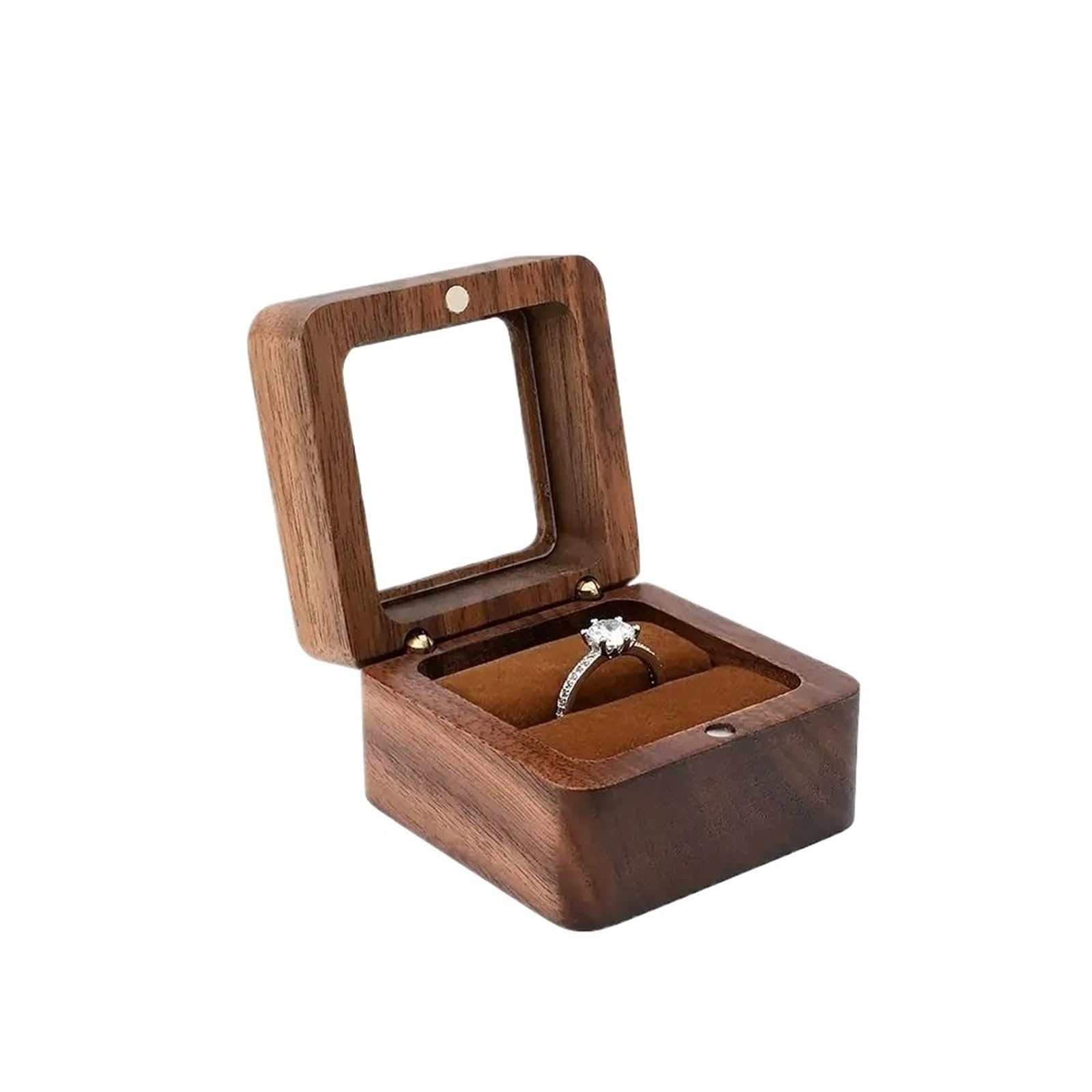 MKYYIOED Wooden Ring Box Wooden Jewelry Box Lover Ring Display Engagement Wedding Couples Storage Holder Marriage Anniversary
