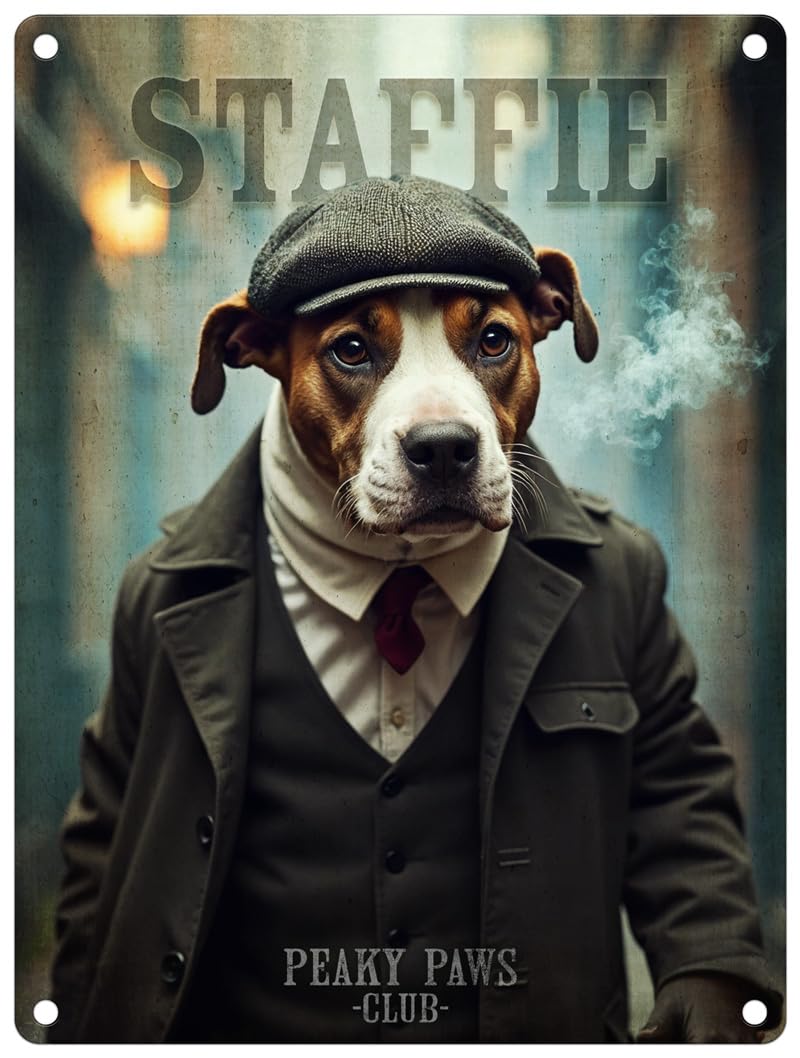 Small (150 x 200mm) Metal Sign - Peaky Paws Club - Staffordshire Bull Terrier (Staffie)