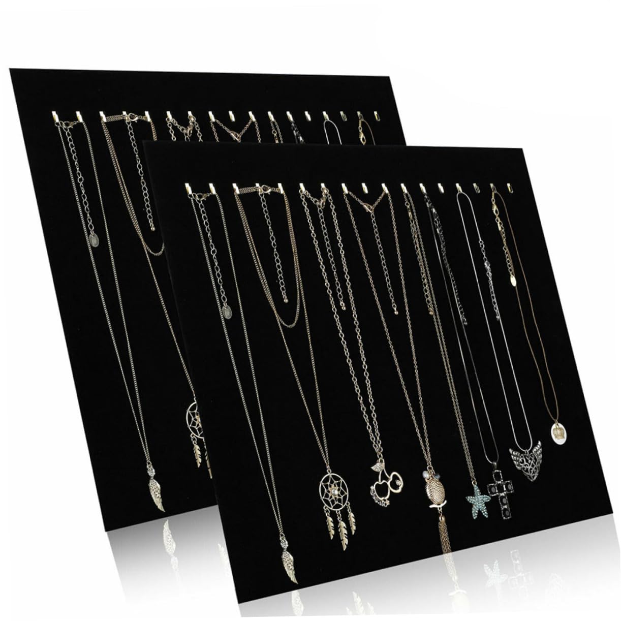 LIFKOME Espositore in Metallo e Cartone Nero 17 Ganci per Gioielli Resistente e Facile da Trasportare Organizer Collane per Uso Personale e Negozi
