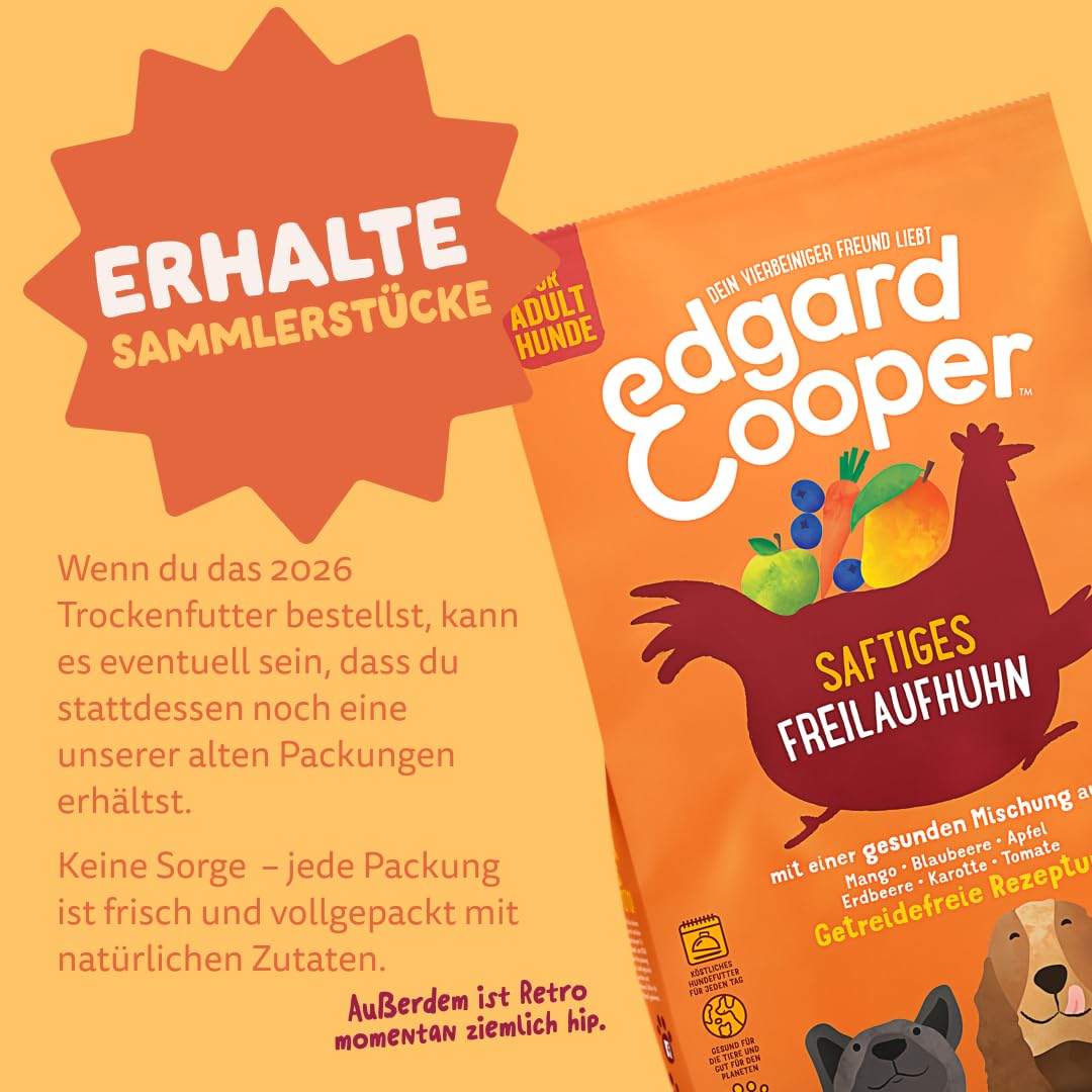 Edgard & Cooper Hundefutter, Trockenfutter für Hunde, (Huhn, 2.5kg), Getreidefrei, natürliche Zutaten und frisches Fleisch, voller essentieller Aminosäuren