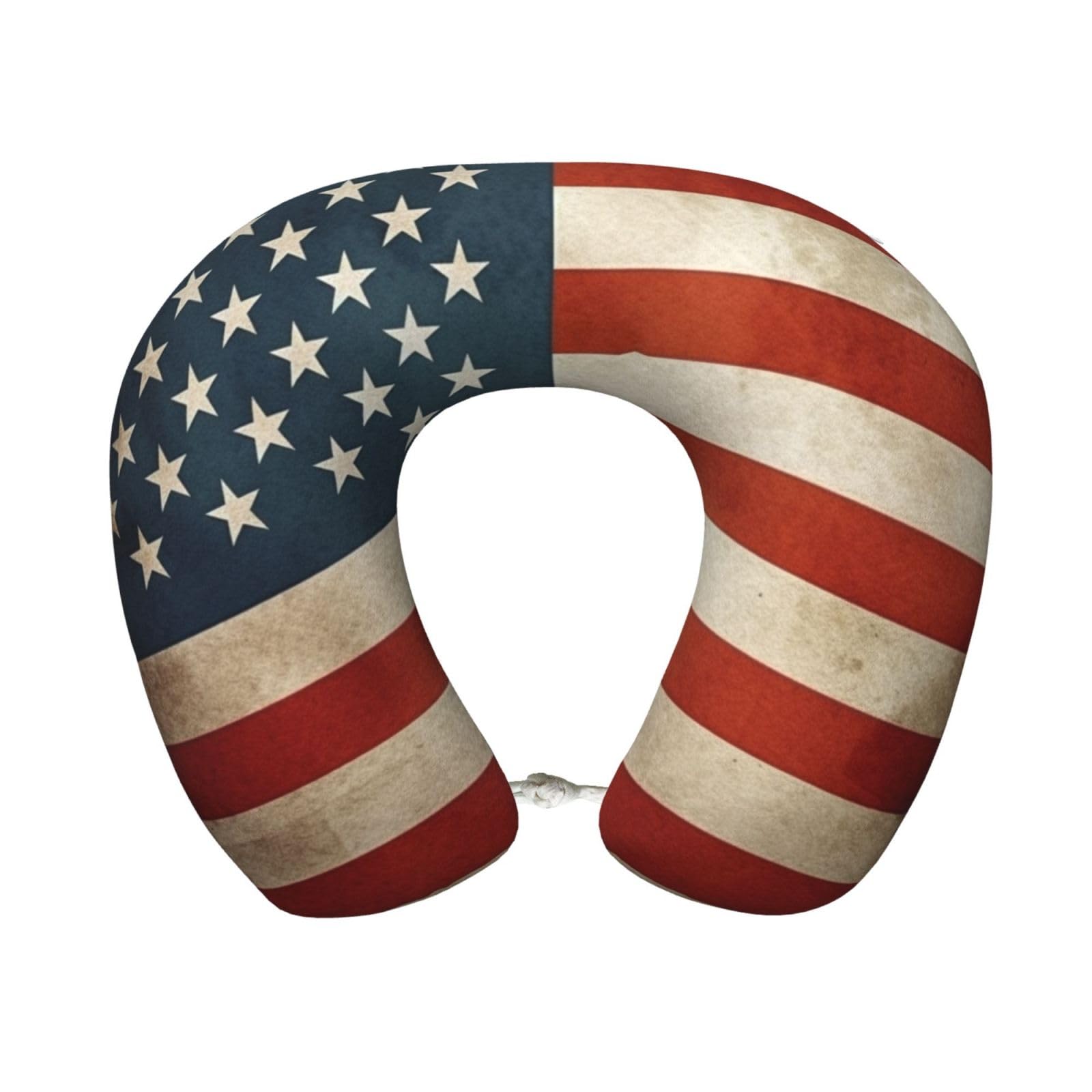 Anceky As Pic Vintage American Usa Flag Travel Pillow Neck Rest Soft Comfortable Memory Foam Travel Neck Pillow U-Shaped Sleeping Rest Cushion Travel Accessories For Airplane Car And Office