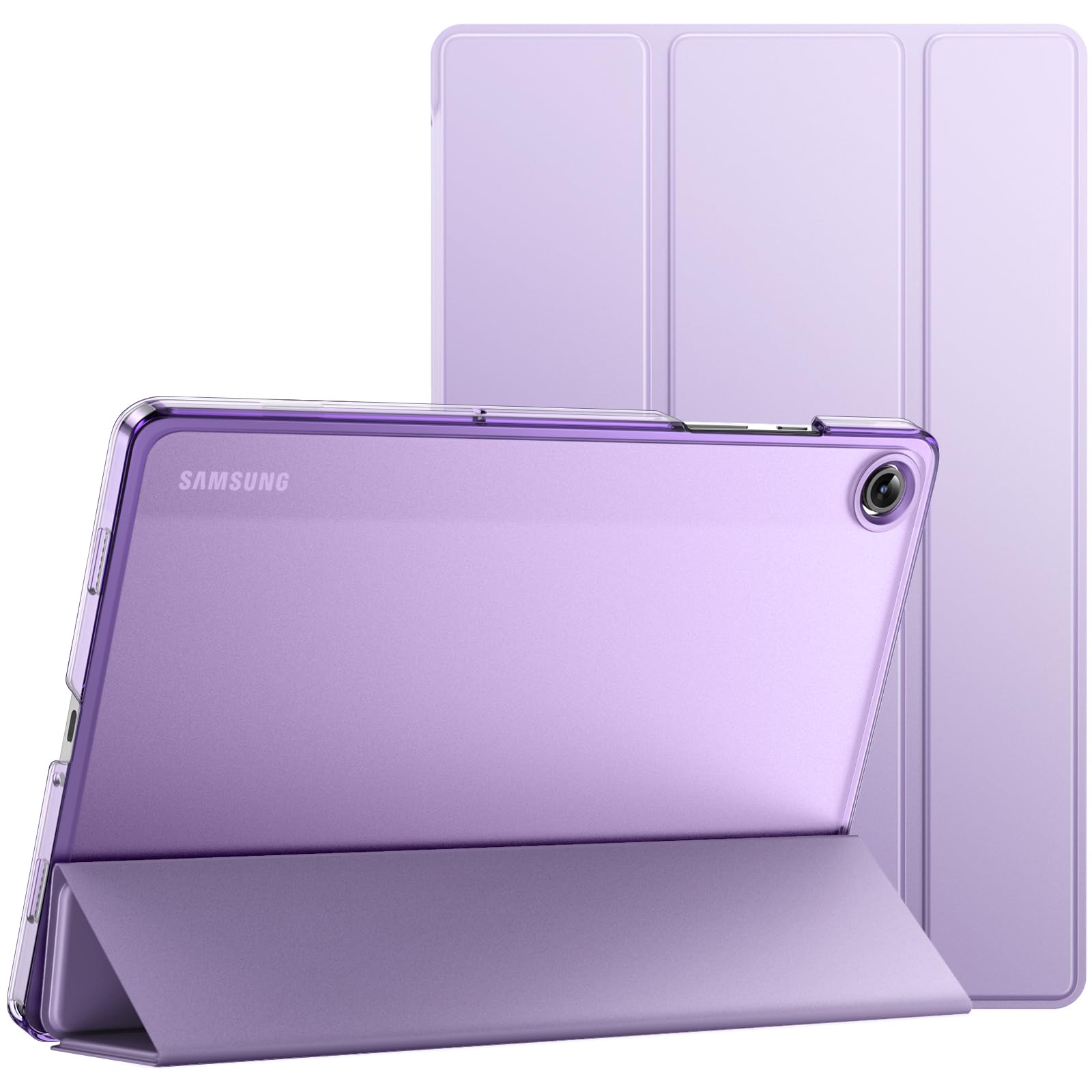 JETech Case for Samsung Galaxy Tab A9+ / A9 Plus 11-Inch 2023, Slim Translucent Back Tri-Fold Folio Stand Protective Tablet Cover, Auto Wake/Sleep (Light Purple)