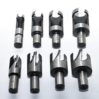 6PCS Wood Plug Cutter Set, 45# High Carbon Steel Barrel & Claw Type Drill Bits, for Dowel & Timber Hole Creation, Compatible with Hand Drill & Drill Press (Round Shank)