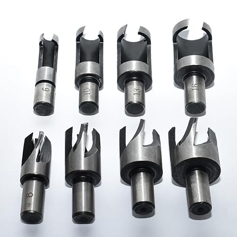 6PCS Wood Plug Cutter Set, 45# High Carbon Steel Barrel & Claw Type Drill Bits, for Dowel & Timber Hole Creation, Compatible with Hand Drill & Drill Press (Round Shank)