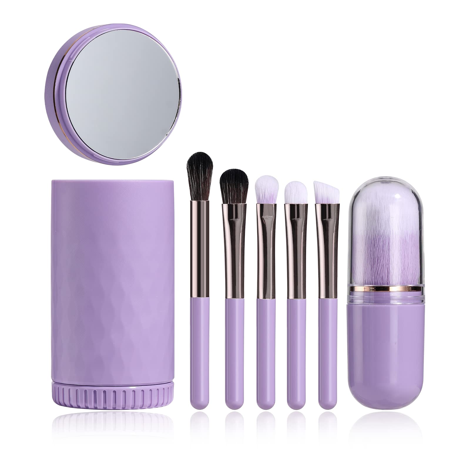 BS-MALL Makeup Brushes Premium Synthetic Foundation Powder Concealers Eye Shadows Makeup Travel Set with Mirror Purple