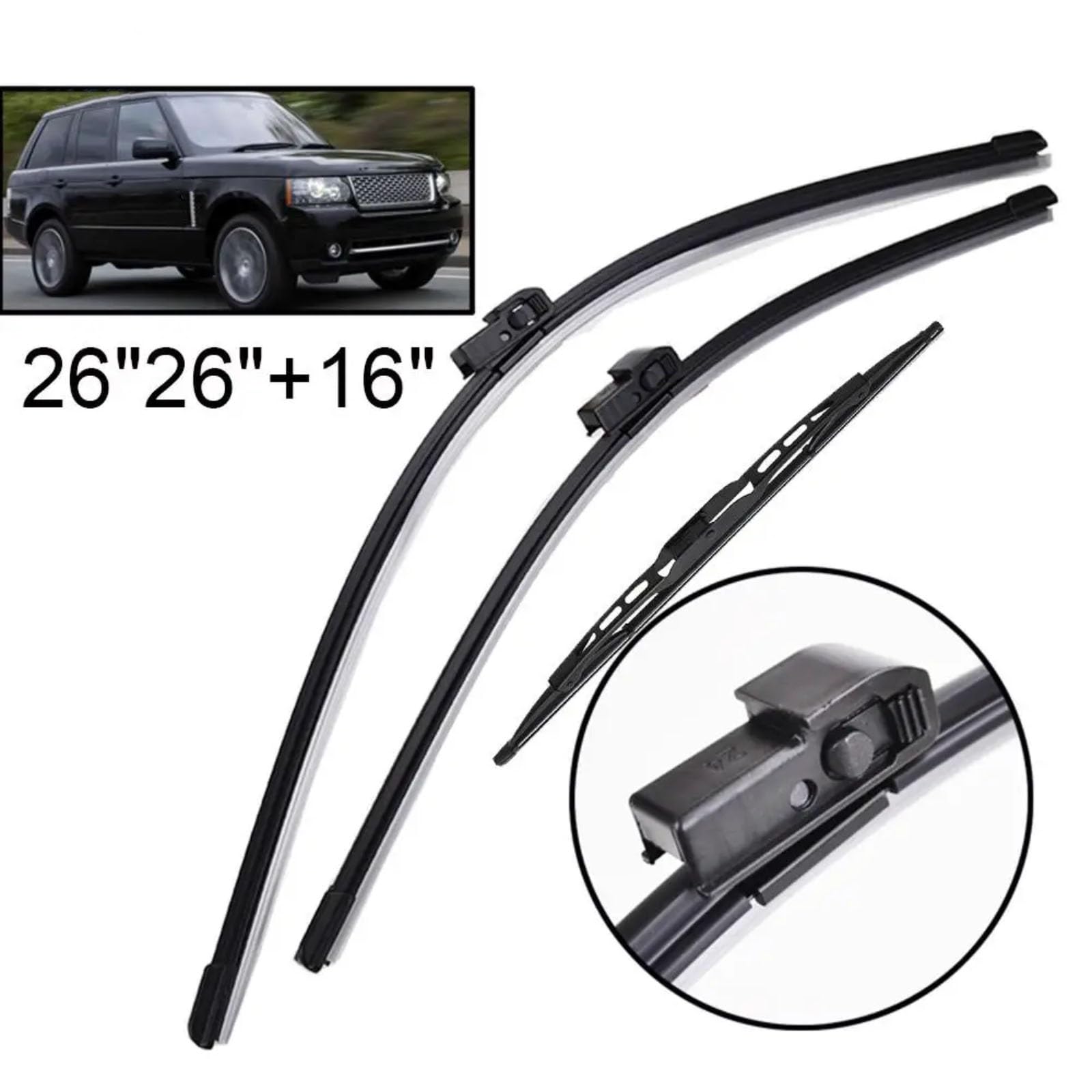 Wischerblätter Für Land Für Rover Für Range Für L322 2002-2012 | Scheibenwischer-Set für vorne und hinten Ersatzblätter Upgrade 3-teilig
