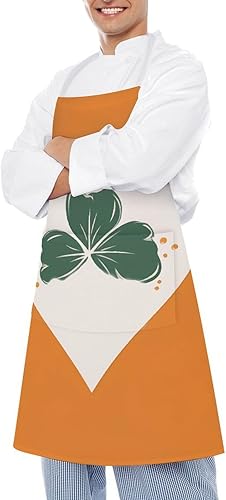 Miniatura 4 de MUSM Leaves on Heart Shape ApronClassic Vintage Funny with Pockets Aprons,Adjustable Bib Waterdrop Resistant for Kitchen Cooking Restaurant BBQ