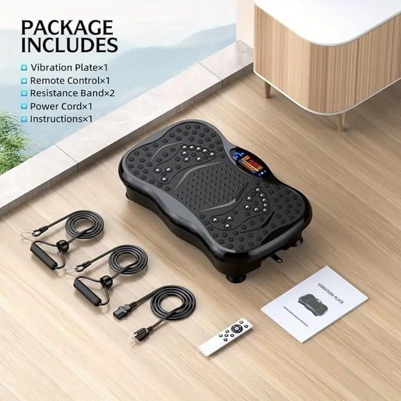 Image of Proton Vibration Plate Exercise Machine - Whole Body Vibration Platform with Resistance Bands & Remote Control, Fitness Vibration Trainer for Weight Loss, Toning & Home Workout