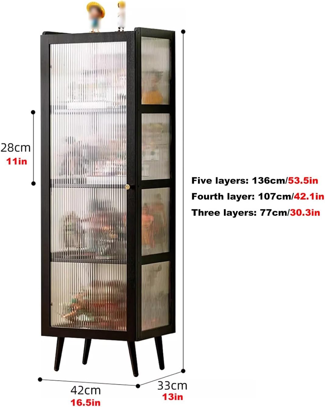 Display Cabinet Toys Display Shelf，Display Cabinet with Acrylic,Natural Bamboo Collection Box Storage Cabinet，The Door Alone Display Case Curio Cabinet ，for Bedroom/Living Room and Study (C
