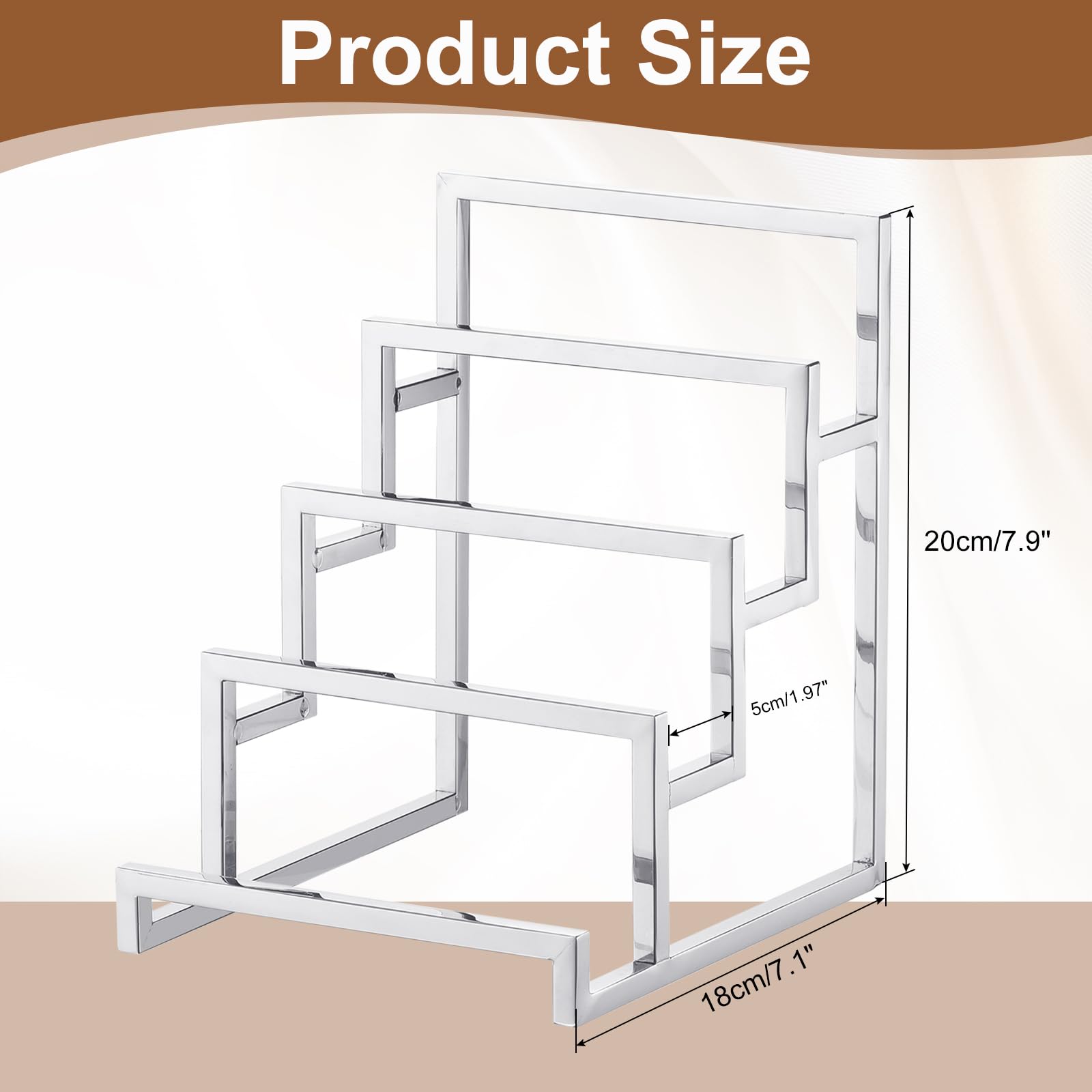 uxcell Silver Clutch Purse Display Stand 4 Layer Wallet Display Rack Clutch Handbag Holder Purse Closet Organizer Display for Home Retail Store Supplies