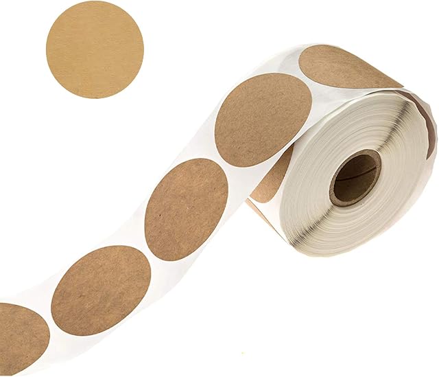 500 Pieces Round Kraft Stickers, 1 Inch Blank Kraft Stickers Jars Canning Labels Natural Brown Labels Adhesive Stickers Writable Sticker Paper Adhesive Sticky Labels for Wedding Packages Gift Bags