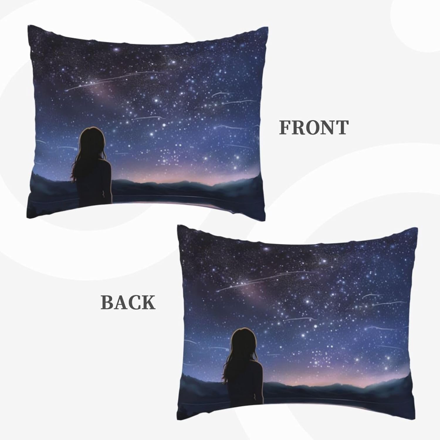 2 Pack Standard Pillow Cases with Hidden Zipper, Soft Breathable Pillow Covers for Hair and Skin, Girl Looking at Stars Pillowcases 20"x26" Bed Pillow Protectors Cover for Sleeping Gifts