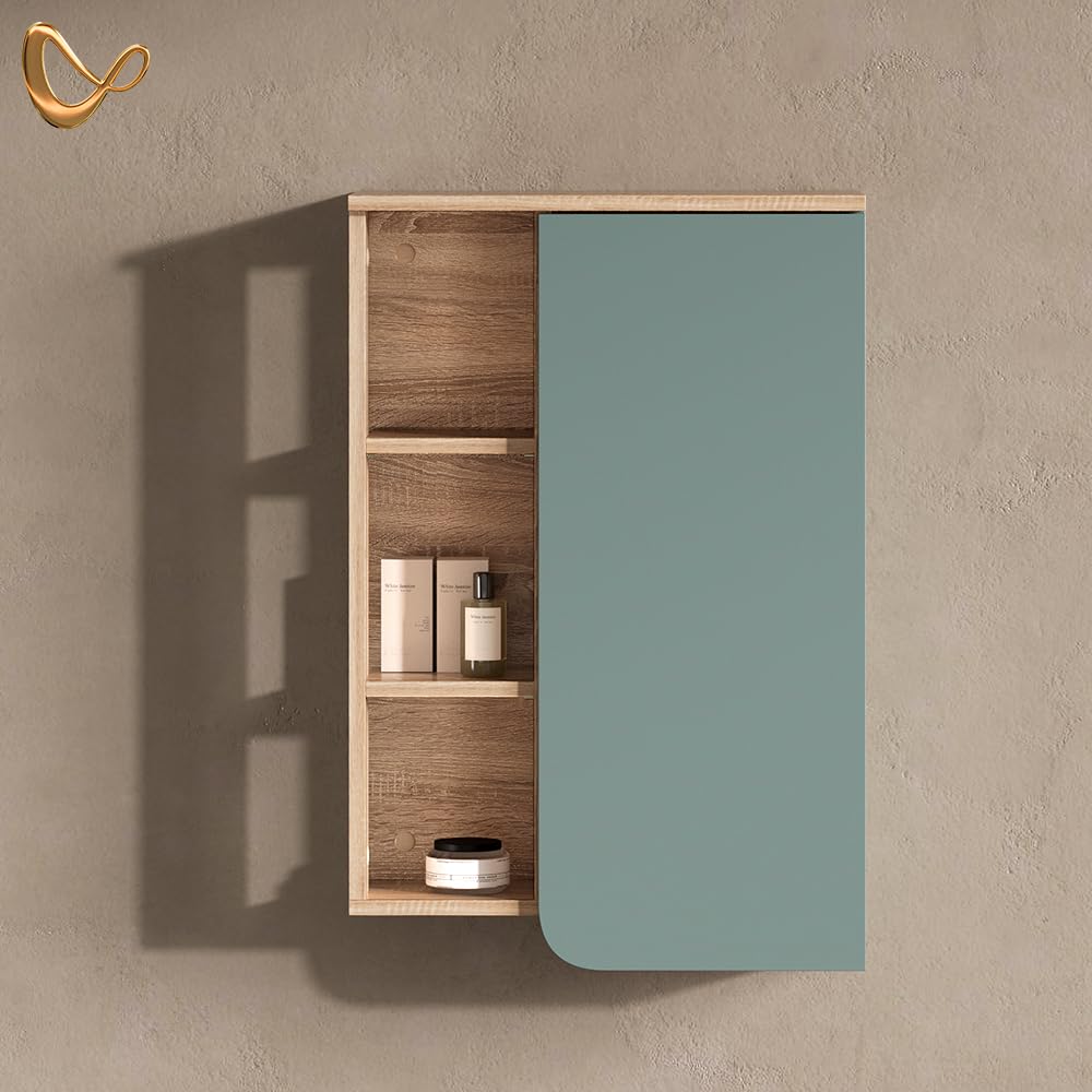 Livinity Armario de baño Marano, Gris Azulado, 50 x 75 cm con Puerta y Compartimentos Abiertos