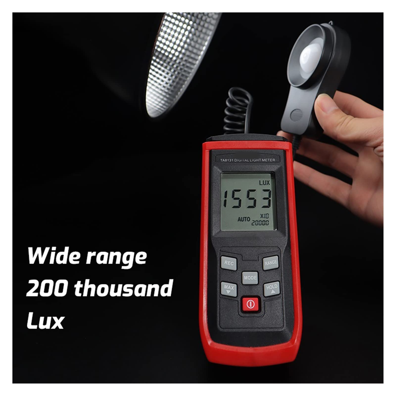 Medidor de luz, Medidor de iluminancia Digital iluminación Mano Alta precisión fotómetro 10000 0lux, luz Illuminator Digital Handheld Temperatura la Temperatura del Medio Ambiente