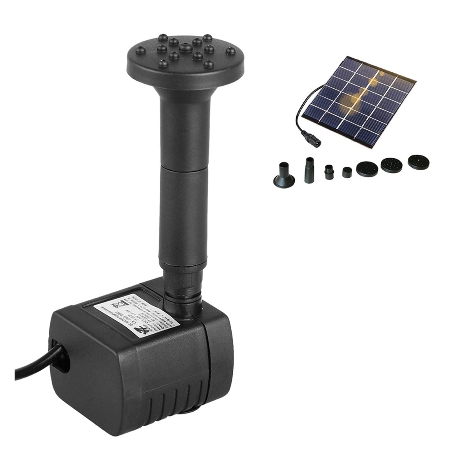5W Solar Water Pump With 6 Nozzles Fountain Hydroponics Submersible Decorative Props For Bird Bath Pond Garden Decor Efficient Use Of Energy(2W 6V)