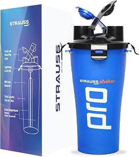 STRAUSS Dual Shaker Pro | Pre & Post Protein Shake On the Go | Leakproof and BPA-Free Material | Dual Shaker Bottle | Prot... Price In India