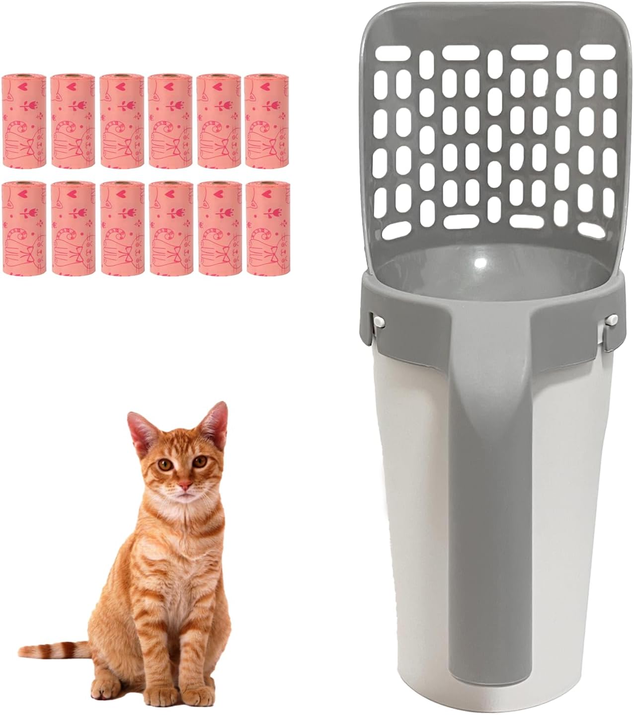 HEOIZI Cat Litter Scooper with Bags,Cat Box Scooper with