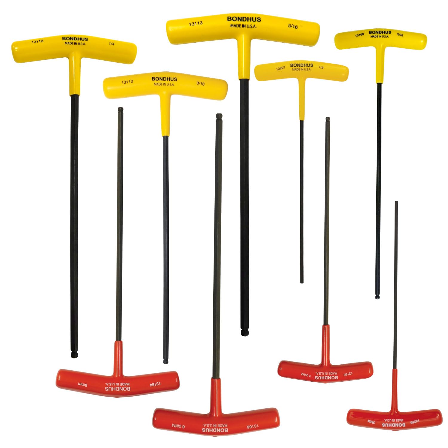 Bondhus 13199 con extremo de bola 200 mm longitud punta mango en forma de T (8 unidades, acabado Proguard, 9 piezas