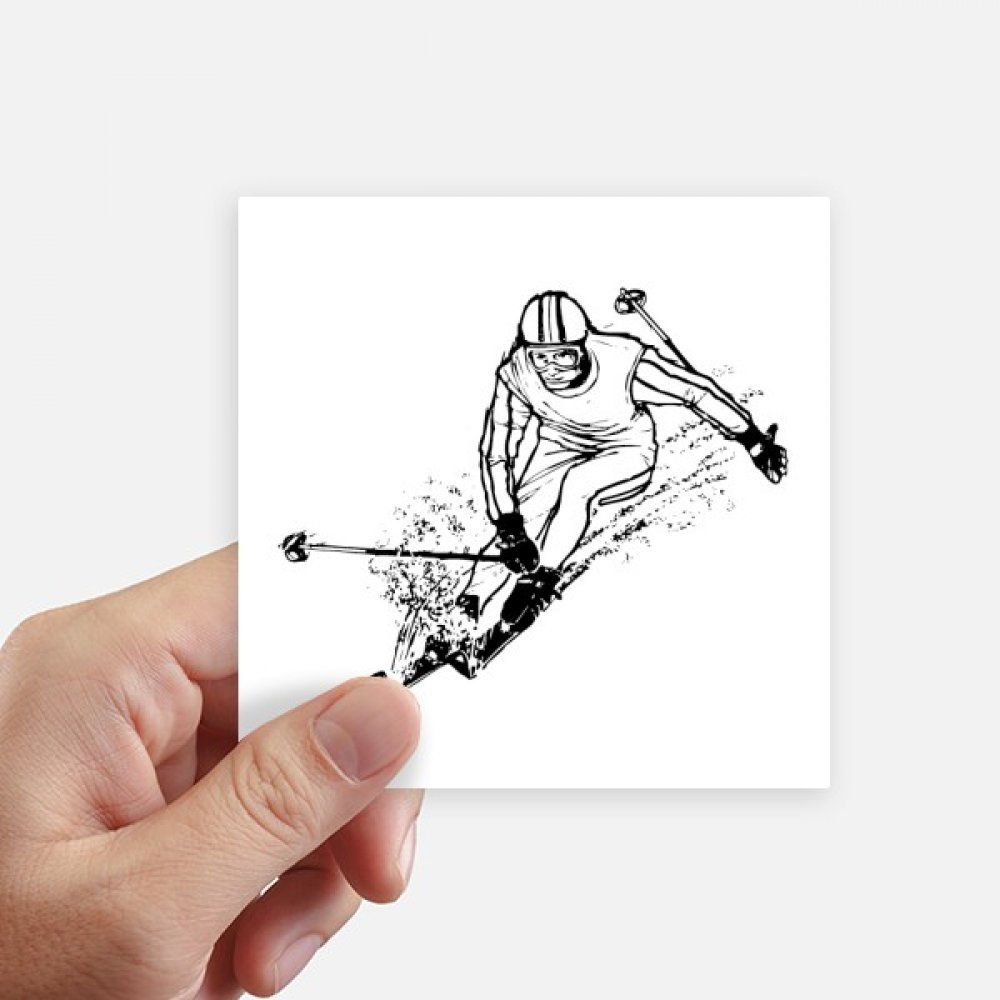 DIYthinker Winter Sport Black Skiing Illustration Sticker Square Waterproof Stickers Wallpaper Car Decal