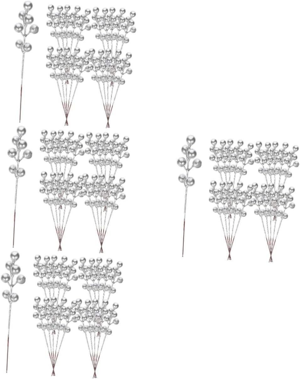 Didiseaon 120pcs Artificial Berry Picks for Christmas Decor Glitter Berries Stems for Crafts Wedding Arrangements and Holiday Parties Faux Branches