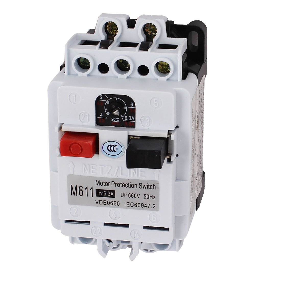 IEUMJNAT M611 3 Pole 1NO 1NC Motor Protection Switch Circuit Breaker 660V 6.3A