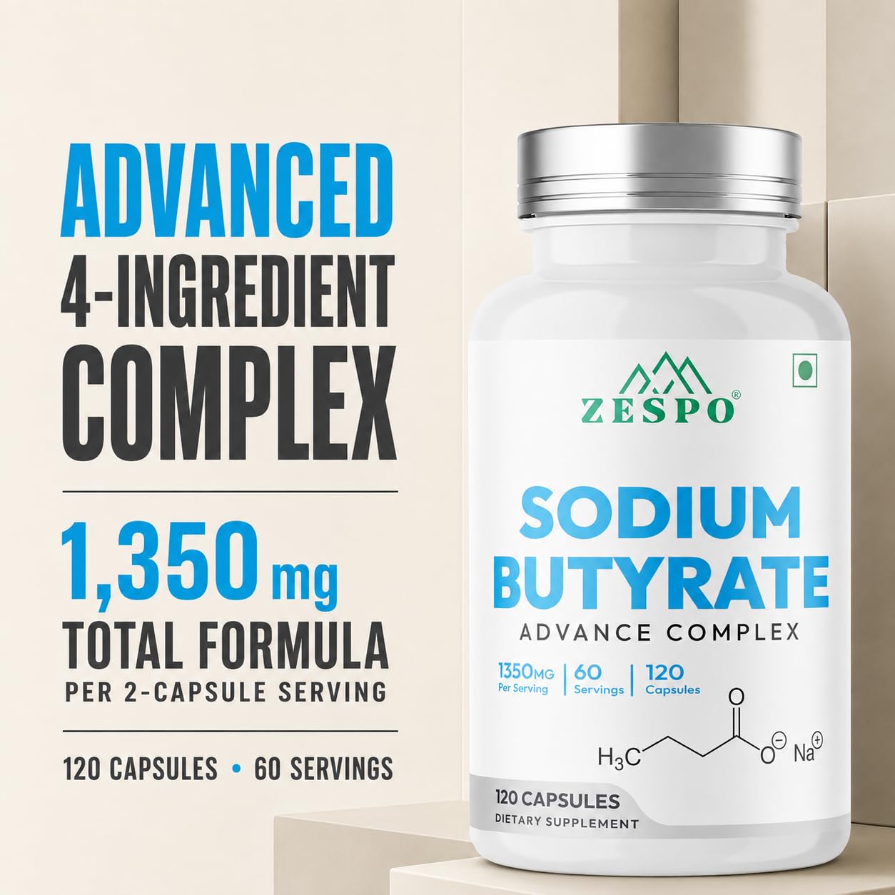 Zespo Micro-Encapsulated Sodium Butyrate 1000mg Postbiotic 120 Vegan Caps — Amazon image 8