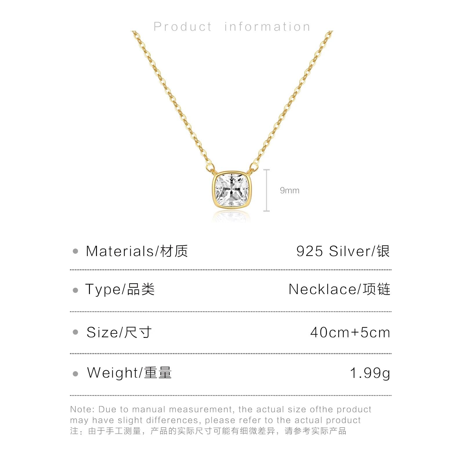 Halskette Herren Damen Schmuck Anhänger Halskette mit quadratischem Anhänger Lange Kette