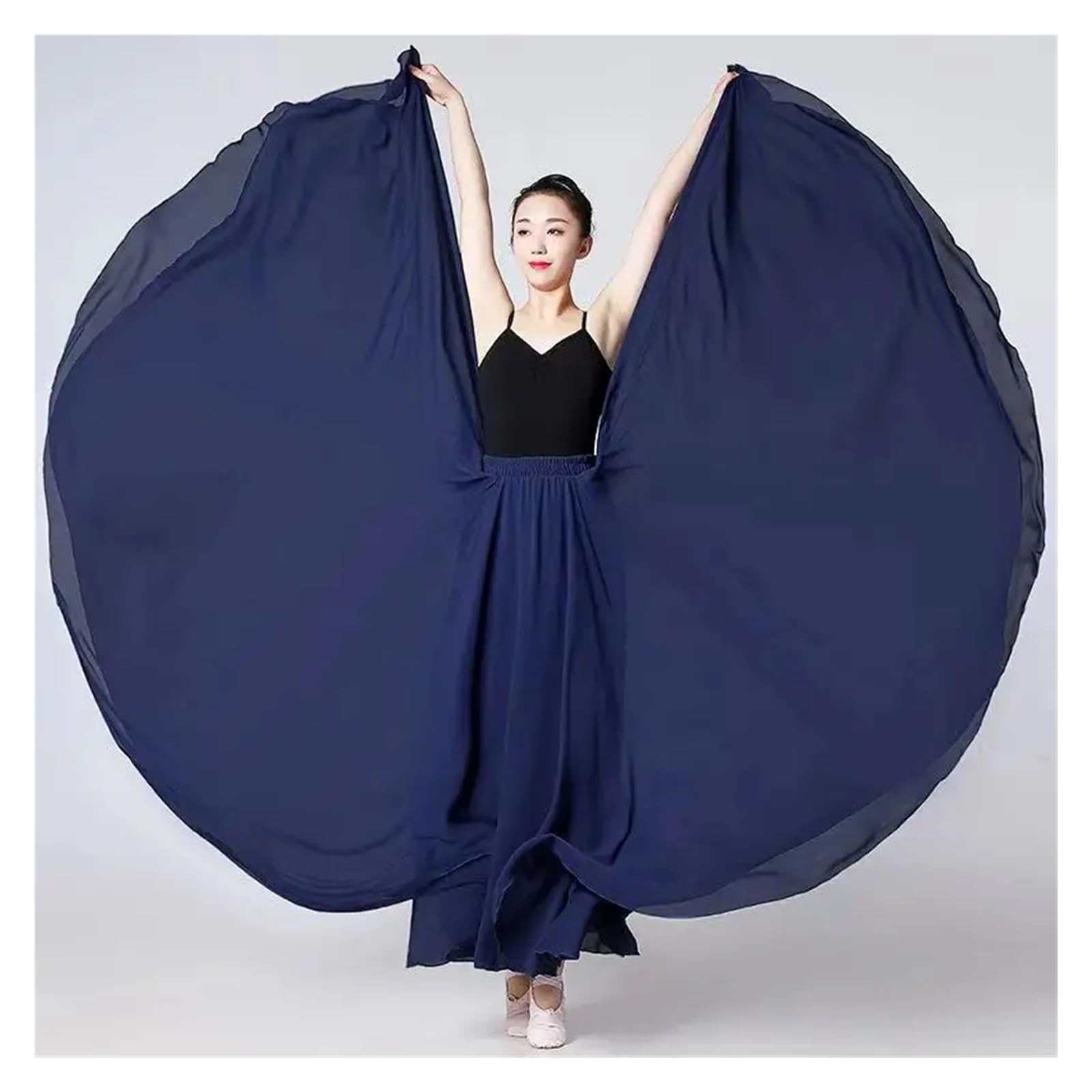 Falda de gasa 720 grados for mujer, faldas largas 2 capas, ropa elegante actuación, falda, práctica ballet con vuelo grande